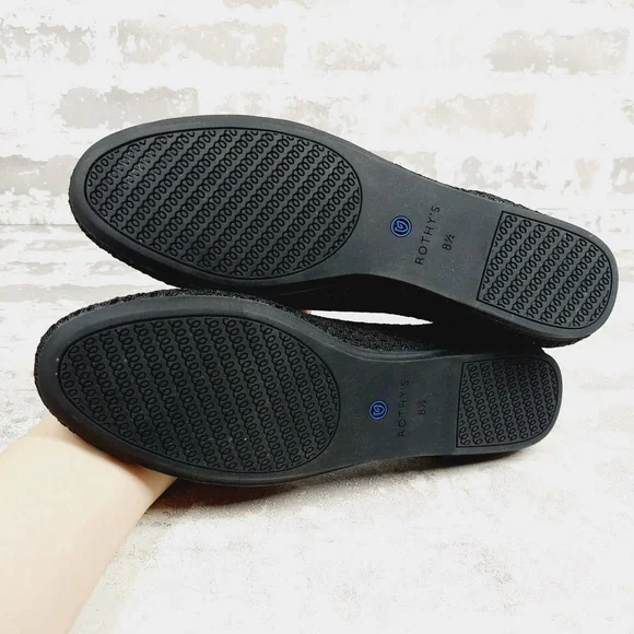 NEW Rothy's The Flat Black Knit Round Toe Slip On Loafers C329